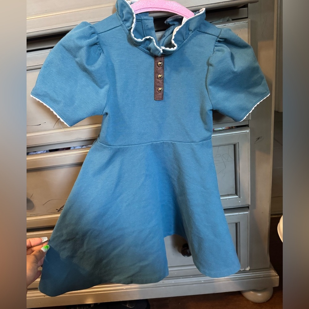 Janie and Jack Blue Puff Sleeve Sundress with Peter Pan Collar